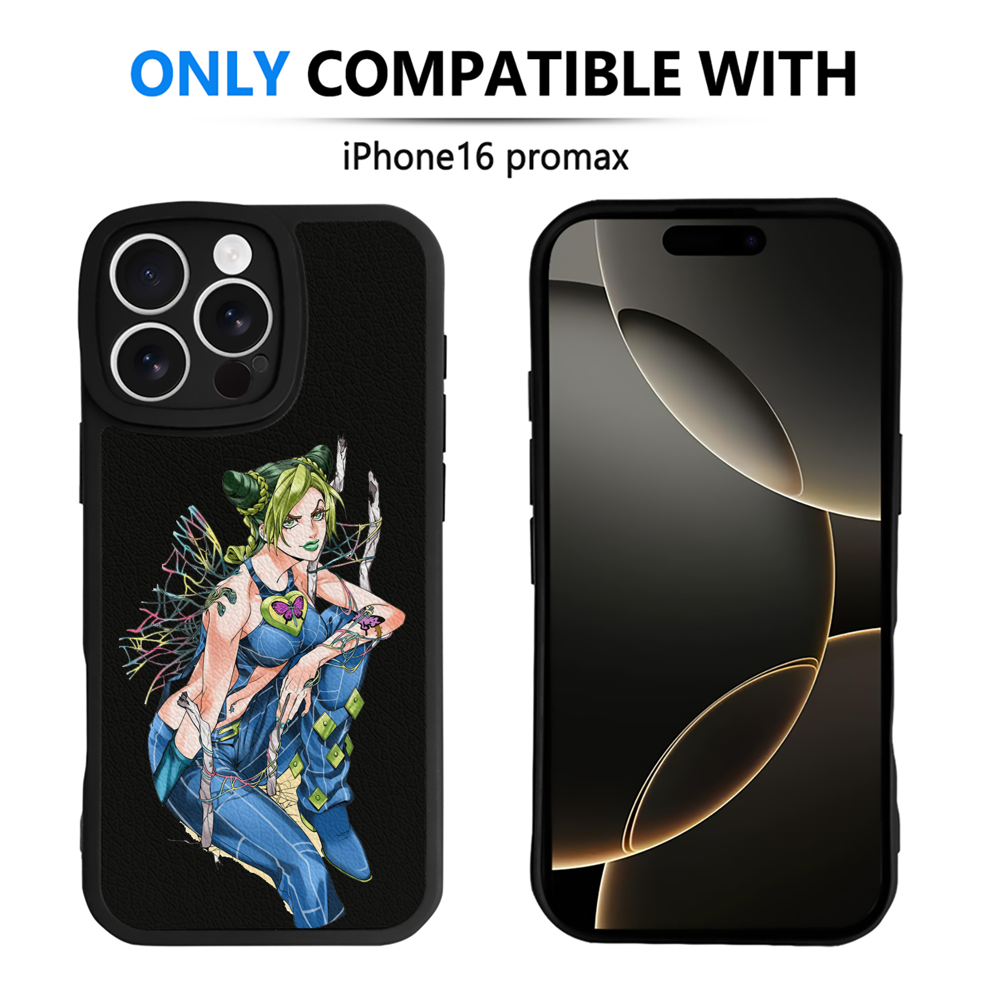 （画像用） "ジョジョの奇妙な冒険 くうじょう ジョリーン JoJo's Bizarre Adventure Jolyne Cujoh " 【iPhone 16シリーズ対応】シリコンスマホケース（レザー調） 材質：シリコン